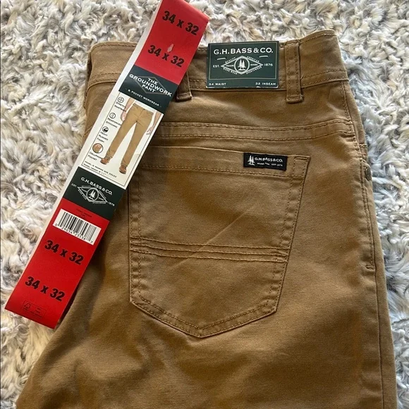 NWT G.H. Bass & Co. Men's Brown Pants Size 34/32 - Picture 2 of 10